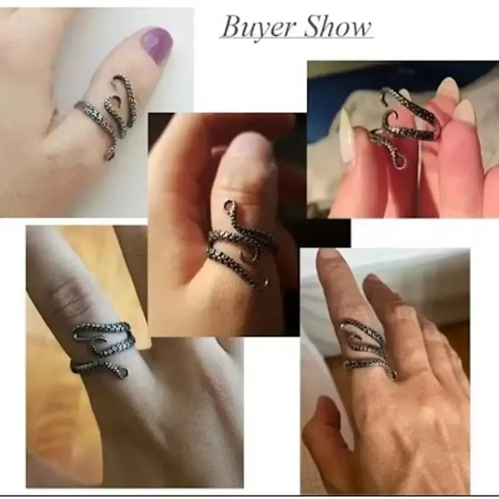 Octopus Tentacle Ring Adjustable Silver Gothic Ocean Wrap Finger Jewelry